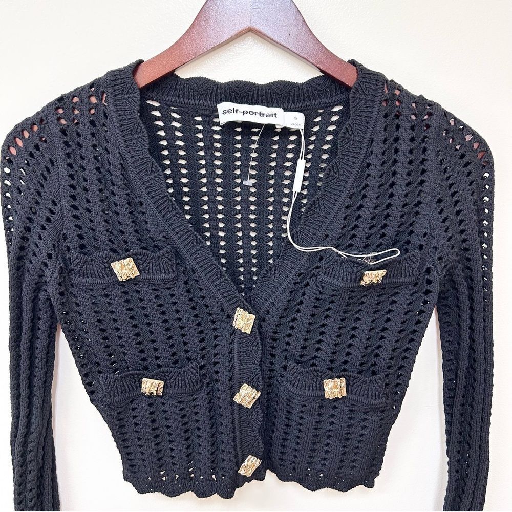 NWT Self-Portrait Black Cropped Sweater - Picture 5 of 10